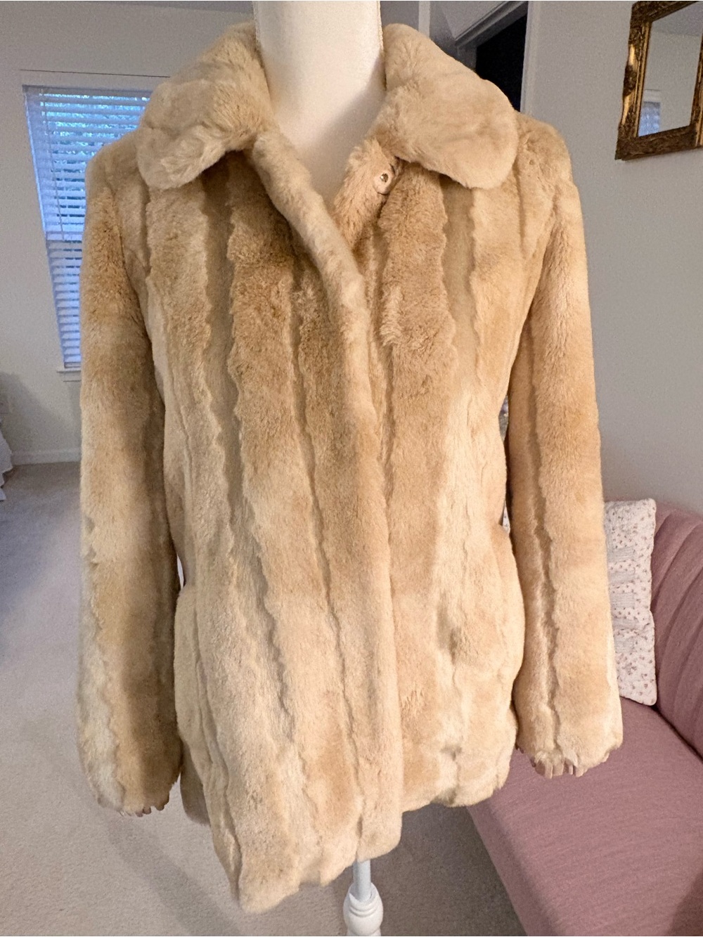 Juicy Couture Plush Faux Fur Jacket in Light Beige